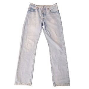 Levis Premium Men 501 29x30 Light Wash Blue Straight Jean Big E Denim Button Fly